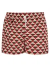 Kiton Patterned Beach Boxers In White/red