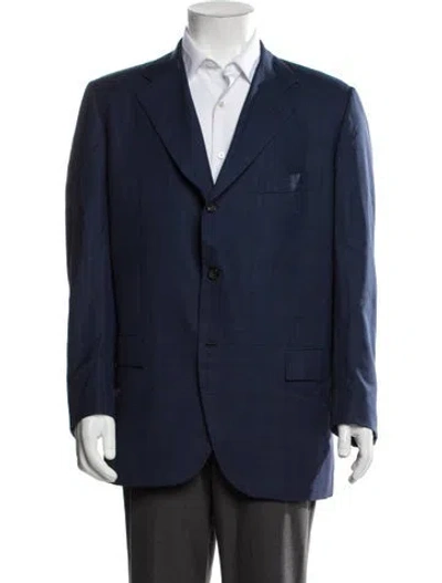 Pre-owned Kiton Patterned Blazer In Blue