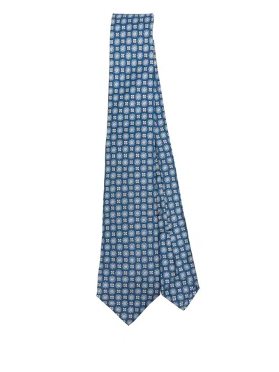 Kiton Patterned-jacquard Tie In Blue