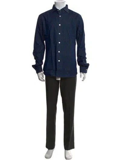 Pre-owned Kiton Patterned Long Sleeve Shirt In Blue