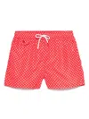 Kiton Printed Drawstring Swimming Trunks In 红色