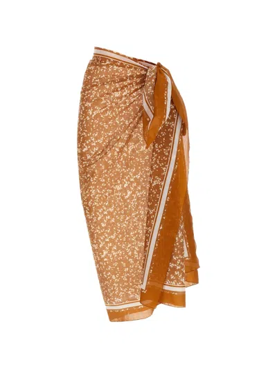 Kiton Sheer Wrap Beach Skirt Lightweight Tie In Brown