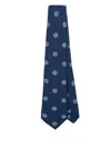 Kiton Blue Silk Tie With Contrast Pattern In Blue