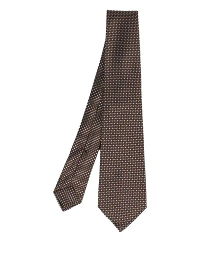 Kiton Patterned Silk Tie In Gold