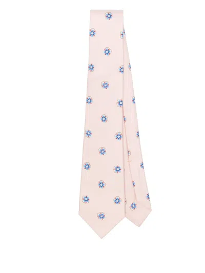 Kiton Patterned Silk Tie In Pink