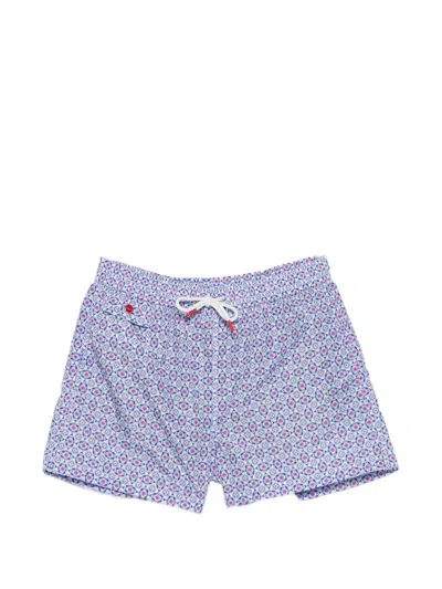Kiton Patterned Swim Shorts In Blue