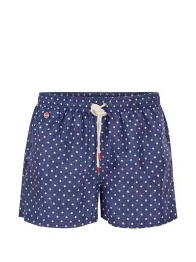 Kiton Patterned Swim Shorts In Blue