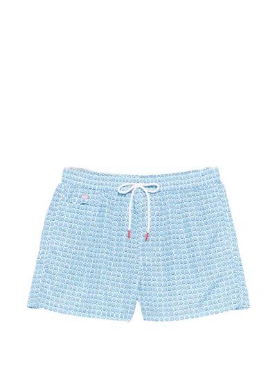 Kiton Patterned Swim Shorts In Blue
