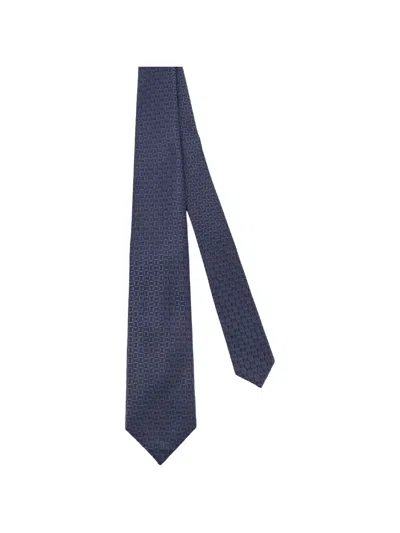 Kiton Patterned Tie In Blue