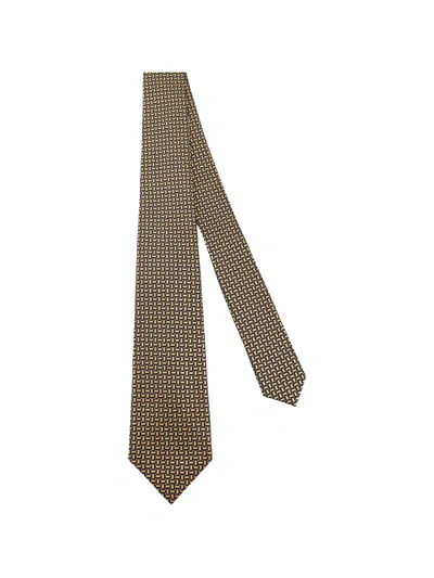 Kiton Patterned Tie In Brown