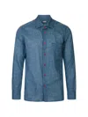 Kiton Patterned-print Button-up Shirt In Blue