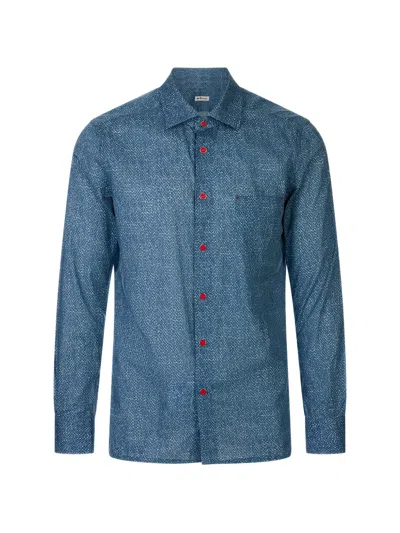 Kiton Patterned-print Button-up Shirt In Blue