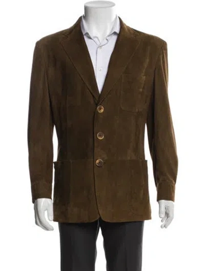 Pre-owned Kiton Peacoat In Brown