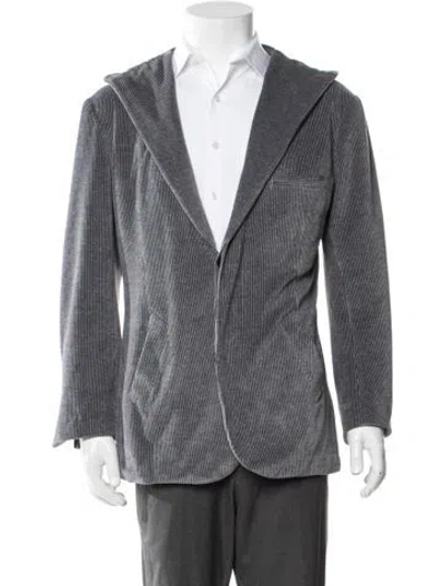 Pre-owned Kiton Peacoat In Gray