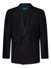 Kiton Peak-lapel Geometric-pattern Blazer In Black