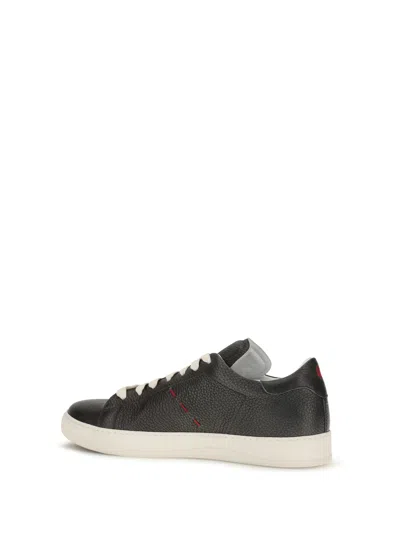Kiton Pebbled Leather Low-top Sneaker In Gray