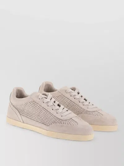 Kiton Perforated Leather Lace-up Sneakers In Brown