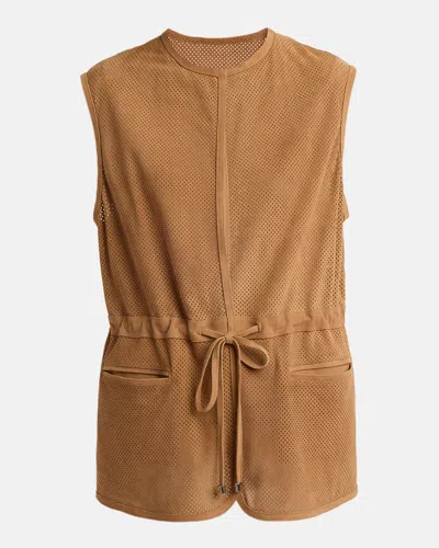 Kiton Perforated Suede Vest In Brown