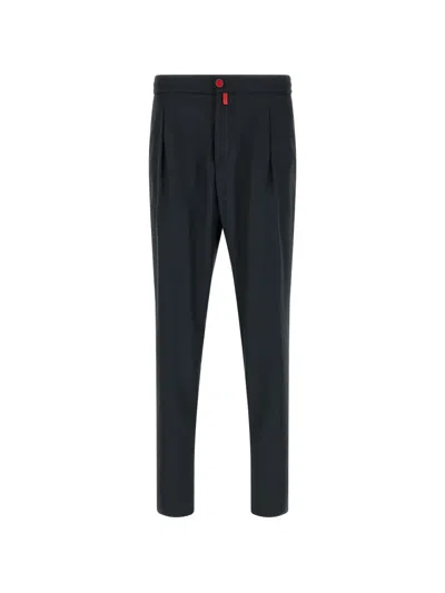 Kiton Tailored Button Pants Pleated Design Back Pocket In Black