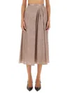 Kiton Pink Solid Midi Skirt In Brown