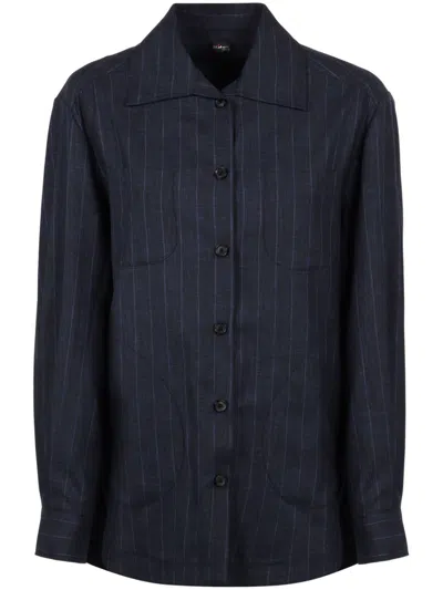 Kiton Pinstripe Shirt In Blue