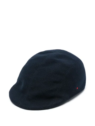 Kiton Piqué-weave Cap In Blue