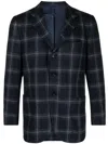 Kiton Plaid-check Single-breasted Blazer In Blue