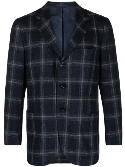 KITON PLAID-CHECK SINGLE-BREASTED BLAZER