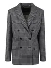 Kiton Plaid Double-breasted Blazer In Gray