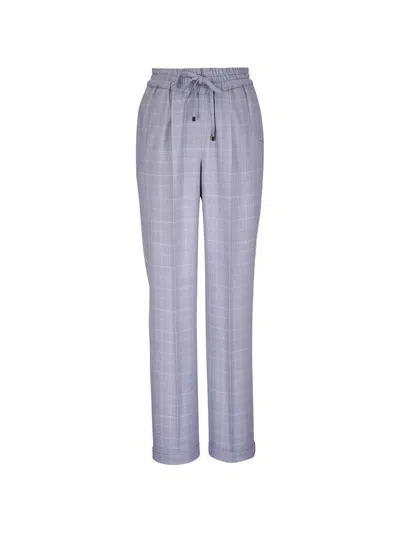 Kiton Plaid Drawstring Trousers In Blue