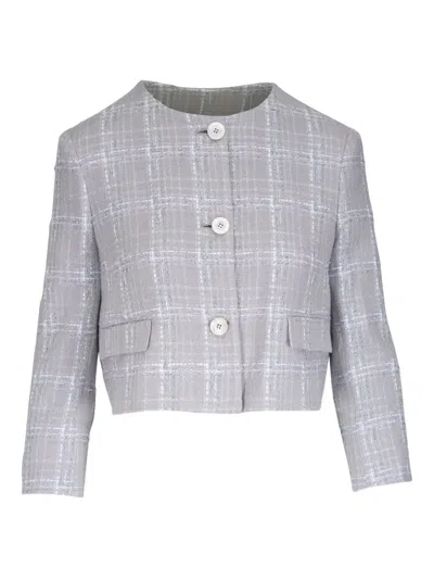 Kiton Plaid Jacket In Grey