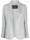 Kiton Plaid-pattern Open-front Linen Blazer In Grey