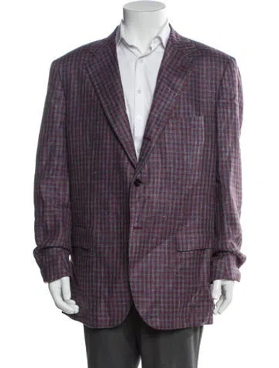 Pre-owned Kiton Plaid Print Blazer In Blue