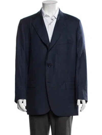 Pre-owned Kiton Plaid Print Blazer In Blue
