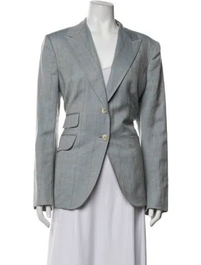 Pre-owned Kiton Plaid Print Blazer In Grey