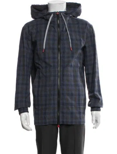 Pre-owned Kiton Plaid Print Jacket In Blue