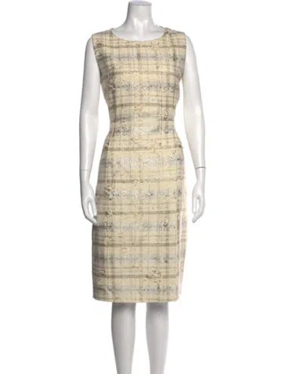 Pre-owned Kiton Plaid Print Knee-length Dress In Neutral