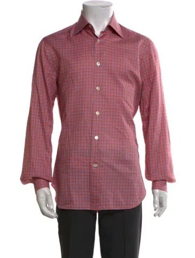 Pre-owned Kiton Plaid Print Long Sleeve Dress Shirt In Multi