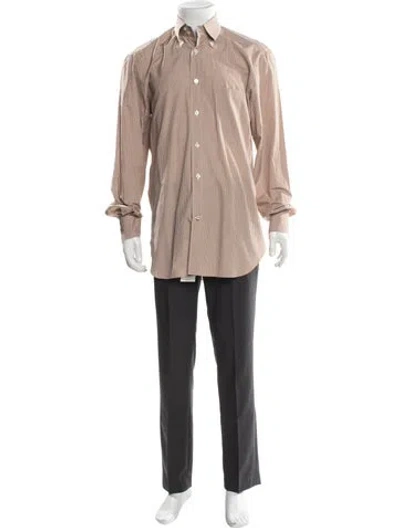 Pre-owned Kiton Plaid Print Long Sleeve Dress Shirt In Neutral
