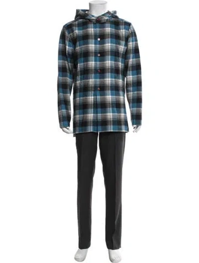 Pre-owned Kiton Plaid Print Long Sleeve Shirt In Blue