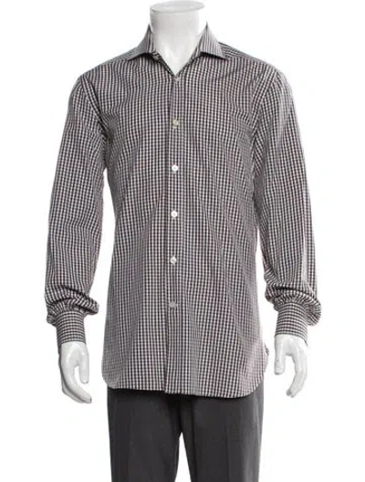 Pre-owned Kiton Plaid Print Long Sleeve Shirt In Green