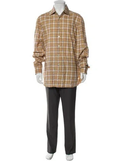 Pre-owned Kiton Plaid Print Long Sleeve Shirt In Neutral