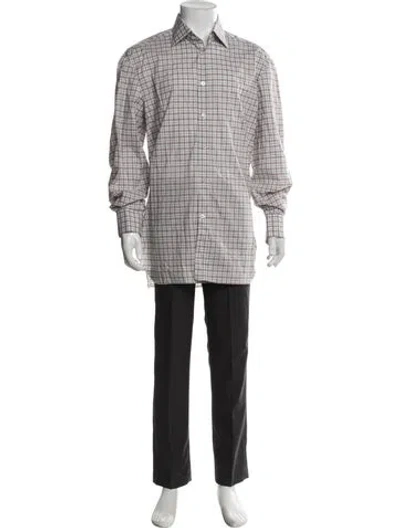 Pre-owned Kiton Plaid Print Long Sleeve Shirt In Neutral