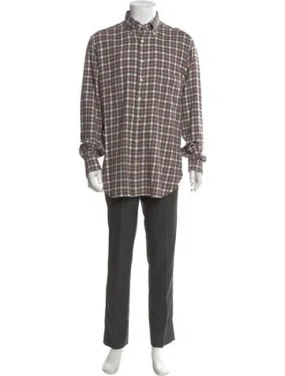 Pre-owned Kiton Plaid Print Long Sleeve Shirt In Neutral