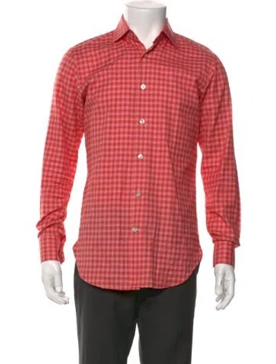 Pre-owned Kiton Plaid Print Long Sleeve Shirt In Red