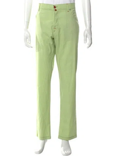 Pre-owned Kiton Plaid Print Pants In Green