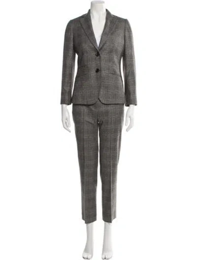 Pre-owned Kiton Plaid Print Pantsuit In Gray
