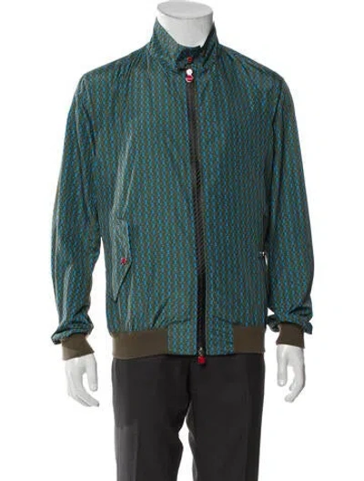 Pre-owned Kiton Plaid Print Windbreaker In Green