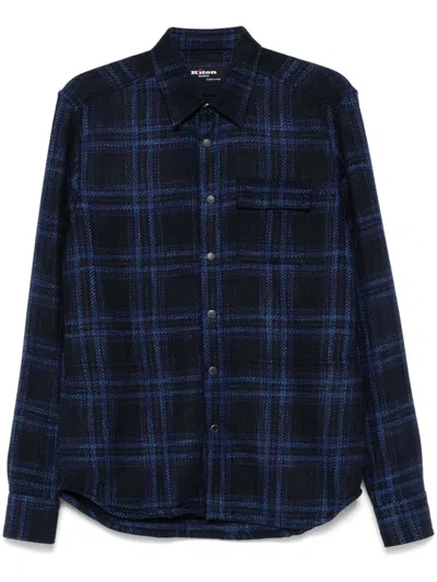Kiton Plaid Shirt In Blue