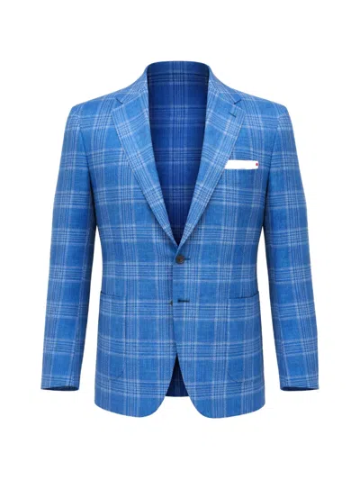 Kiton Plaid Single-breasted Blazer In Blue